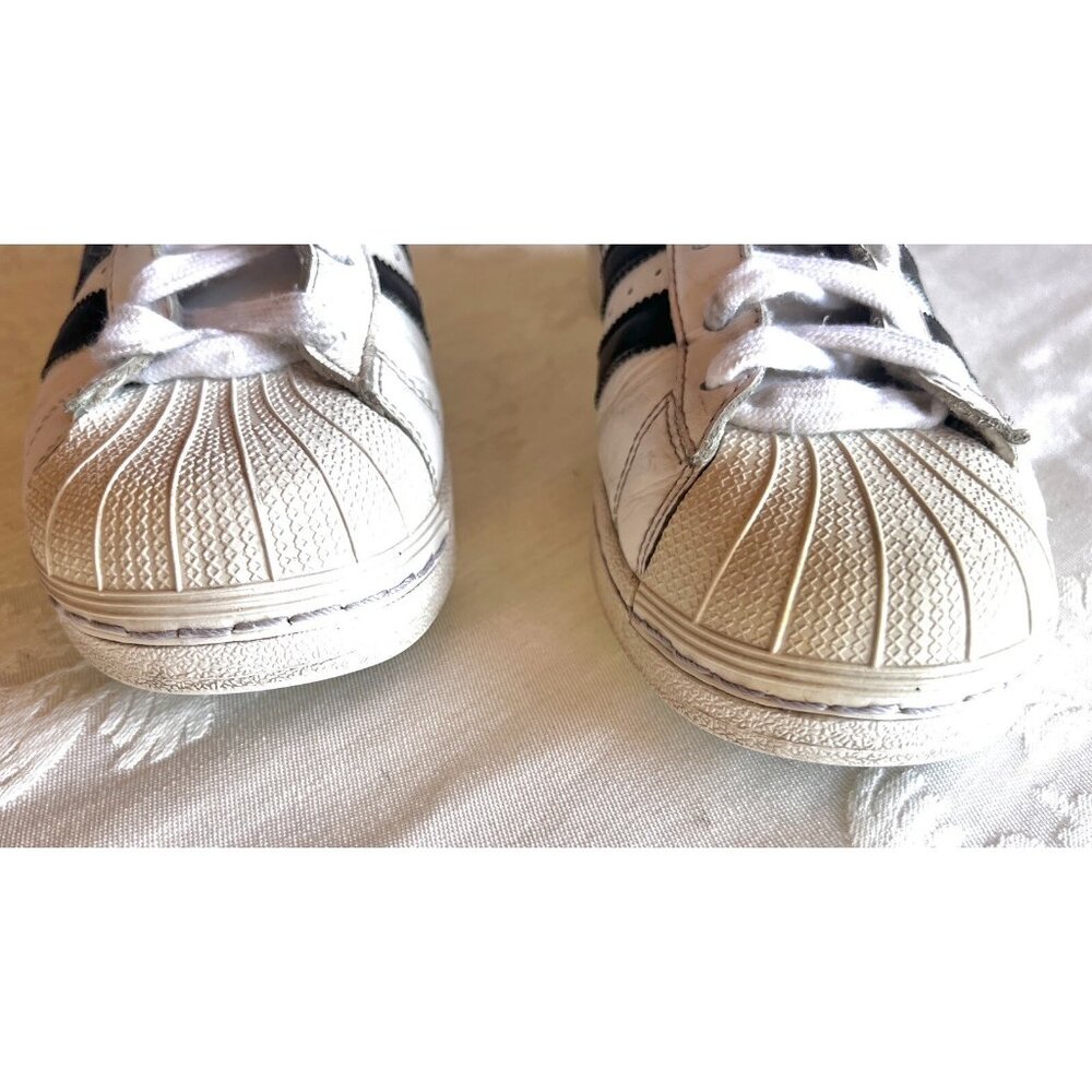 Adidas Superstar Sneakers Women’s Size 5.5 White Black Shoes - Picture 10 of 16